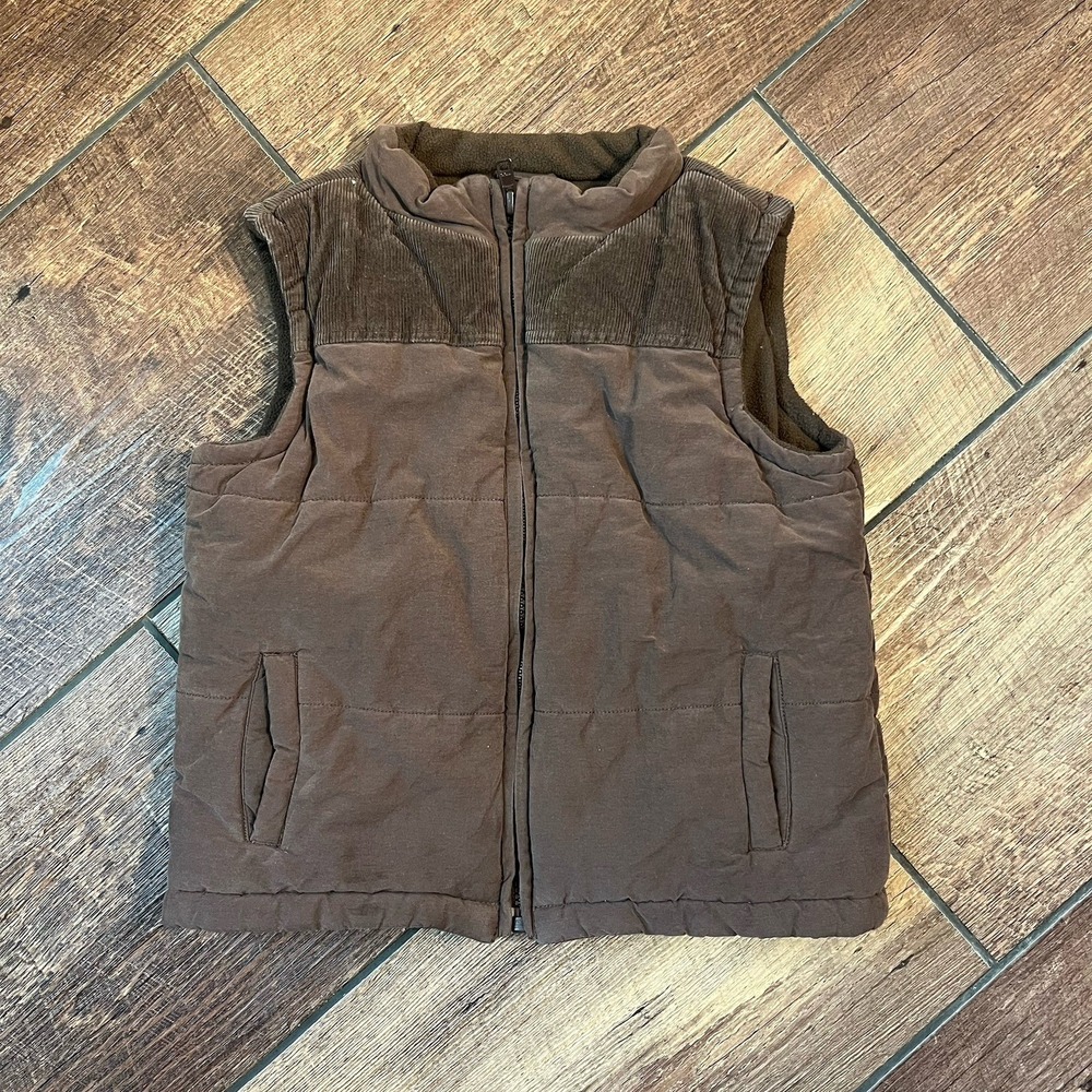 Gymboree Kids Western Yoke Quilted Puffer Vest Jacket 4T 5T Brown Pockets Zip